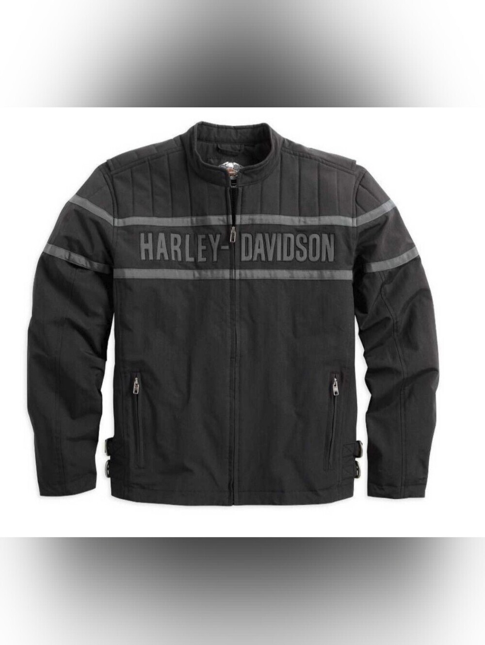 HARLEY -DAVIDSON CLASSIC CRUISER JACKET. SIZE  MEDIUM. QUILTING DETAIL. BLACK